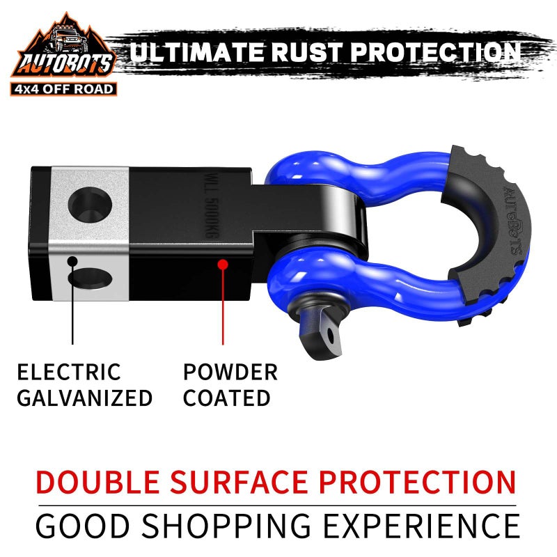 AUTOBOTS Tow Hitch Receiver 2", 45,000 Lbs Break Strength Shackle Hitch Receiver with 5/8" Screw Pin, 3/4 Shackle, Towing Accessories for Vehicle Trailer Recovery Off-Road Blue&Black - Image 3